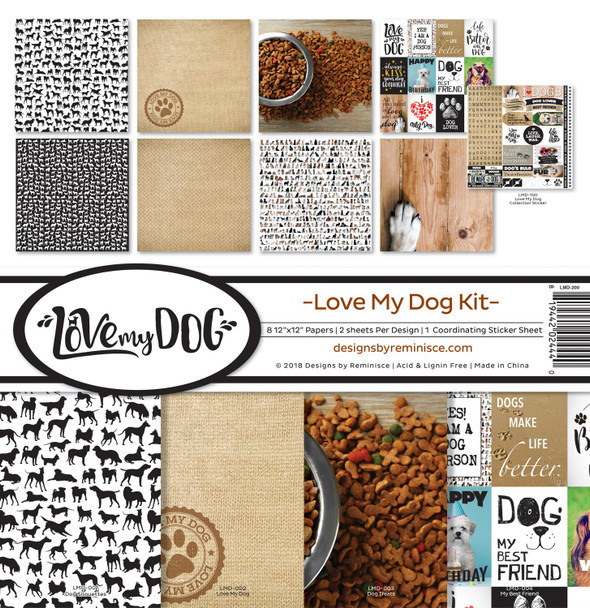 OakridgeStores.com | Reminisce - Love My Dog - Paper Collection Kit 12 x 12 inches - LMD-200 819442024440