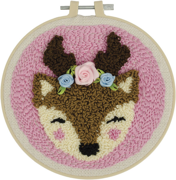 OakridgeStores.com | Fabric Editions - Deer - Needle Creations Punch Needle Kit, 6 inches - NC-PNND-DEER