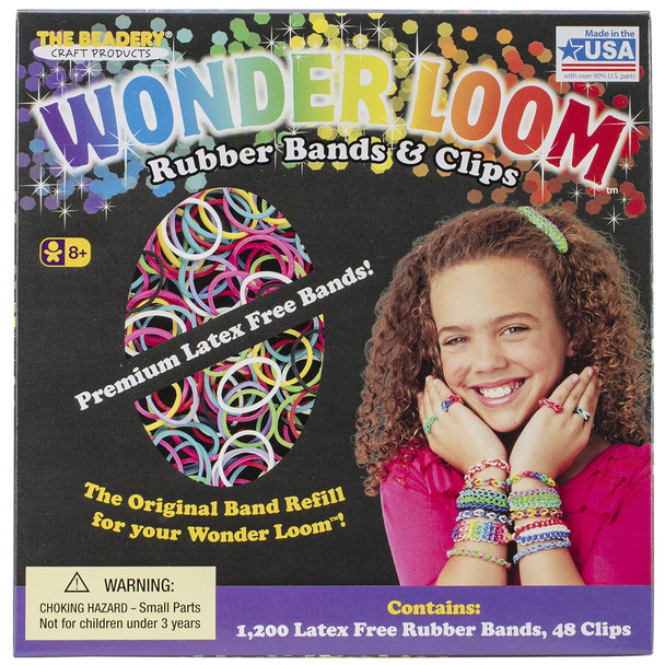 OakridgeStores.com | Beadery - Wonder Loom Rubber Bands & Clips Refill Set - 1200 Bands, 48 Clips - 7277 045155886789