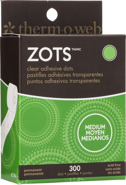 OakridgeStores.com | Therm O Web - Zots Clear Adhesive Dots - Medium 3/8 inches x 1/64 inches Thick, 300/Pkg - 3784
