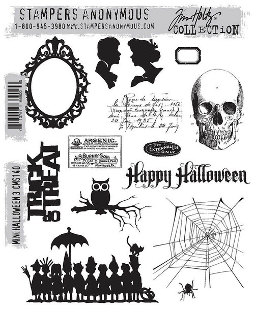 OakridgeStores.com | Tim Holtz - Stampers Anon - Mini Halloween #3 - Cling Rubber Stamps - CMS140