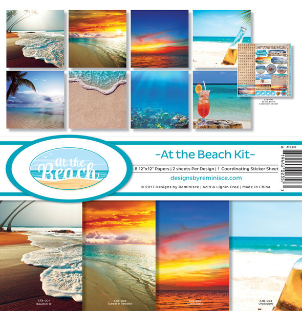 OakridgeStores.com | Reminisce - At The Beach - Scrapbook Paper Collection Kit 12 x 12 inches - ATB-200 819442023573