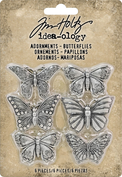 OakridgeStores.com | Tim Holtz - Advantus - Butterflies - Idea-ology Metal Adornments, 1 inches, 6/Pkg - TH93689 040861936896