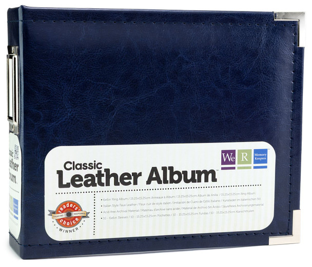 OakridgeStores.com | We R Makers - Navy - Faux Leather 2-Ring Binder Album 6 x 6 inches - 40395-1