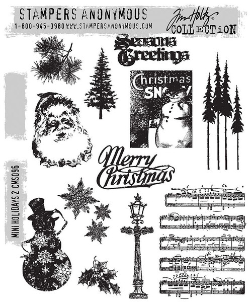 OakridgeStores.com | Tim Holtz - Stampers Anon - Mini Holidays #2 - Tim Holtz Cling Stamps - CMS096