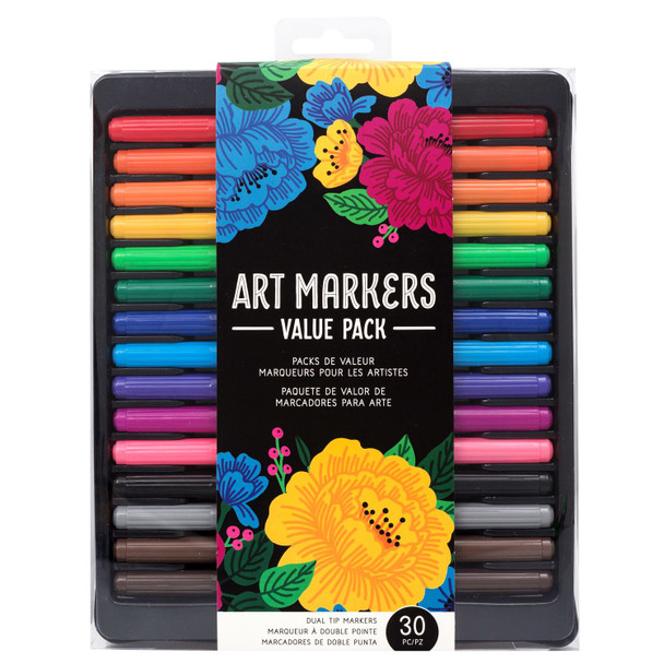 OakridgeStores.com | American Crafts - Fine & Broad - Dual Tip Art Markers Value Pack, 30 Markers - 350000 718813500005