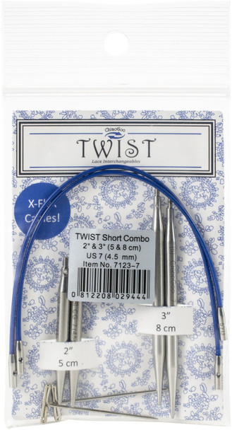OakridgeStores.com | ChiaoGoo - TWIST Short Combo Set 2 inches & 3 inches - Interchangeable Knitting Needle Tips - Size 7/4.5mm - 7123-7 812208029444