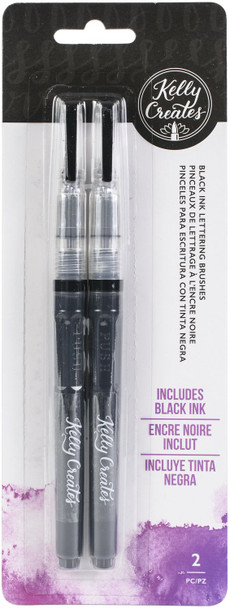 OakridgeStores.com | American Crafts - Kelly Creates Water Brush Set - Fine Point - Black Watercolor Lettering Brushes - 2/Pkg - 354724 718813547246