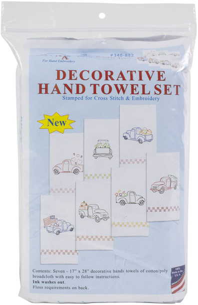 OakridgeStores.com | Jack Dempsey - Holiday Trucks - Stamped Decorative Hand Towels 17 x 28 inches, 7 Pack - 340-882 013155598827