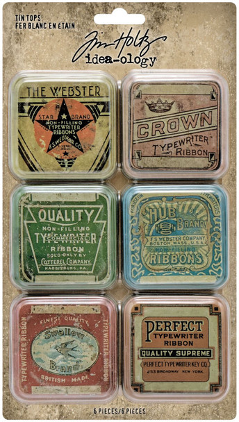 OakridgeStores.com | Tim Holtz - Idea-ology Tin Tops - Vintage Metal Embellishments 6/Pkg - TH94128 040861941289