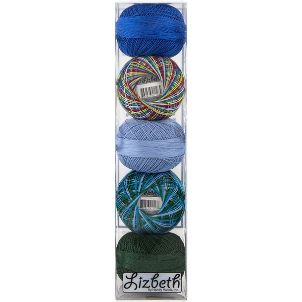 OakridgeStores.com | Handy Hands - River Assortment - Lizbeth Specialty Pack Cordonnet Cotton Thread Size 20, 5 Rolls - NP62006