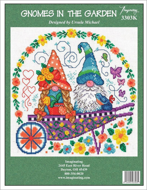 OakridgeStores.com | Imaginating - Gnomes In The Garden - Counted Cross Stitch Kit, 14 Count, 10 x 10 inches - 3303 054995033031