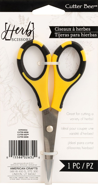 OakridgeStores.com | American Crafts - Cutter Bee Herb Scissors - Yellow/Black, Sharp Tip - 55900026 015586026320