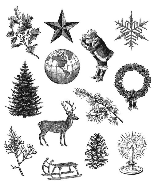 OakridgeStores.com | Tim Holtz - Stampers Anon - Holiday Things - Cling Stamp Set - 7 x 8.5 inches - CMS441