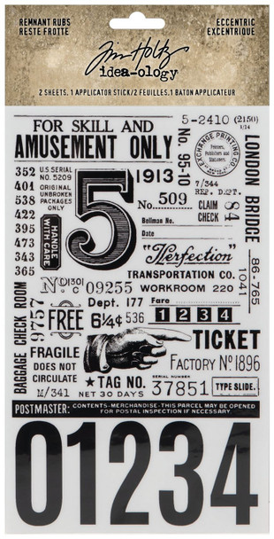 OakridgeStores.com | Tim Holtz - Advantus - Eccentric - Idea-Ology Remnant Rubs Rub-Ons 4.75 x 7.75 inches 2/Pkg - TH94237 040861942378