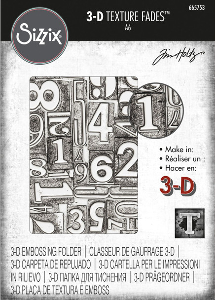 OakridgeStores.com | Tim Holtz - Sizzix - Numbered - 3D Texture Fades Embossing Folder - 665753 630454279150