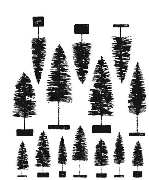 OakridgeStores.com | Tim Holtz - Stampers Anon - Bottlebrush Trees - Cling Stamps - CMS455