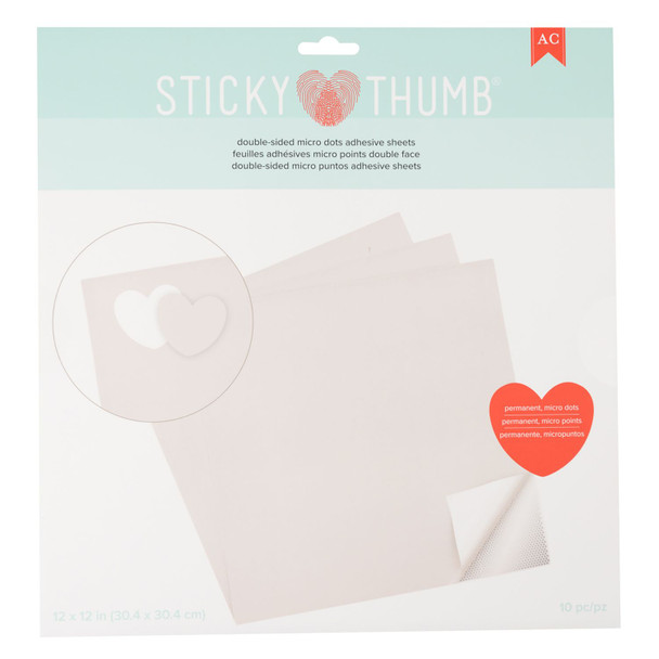 OakridgeStores.com | Sticky Thumb - Double-Sided Adhesive Sheets - Clear Dotted, 12 x 12 inches, 10/Pkg - 60000219 633356617709