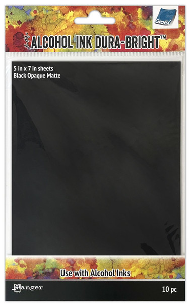 OakridgeStores.com | Tim Holtz - Ranger - Black Opaque Matte Alcohol Ink Dura-Bright - Mixed Media Substrate Sheets 5 x 7 inches, 10/Pkg - TAC81067 789541081067