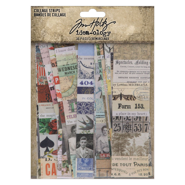 OakridgeStores.com | Tim Holtz - Idea-ology Collage Strips - Paper Ephemera 1.5 x 6 inches 30 Pieces - TH94328 040861943283