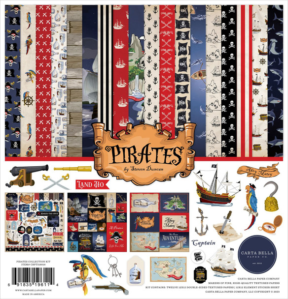 OakridgeStores.com | Carta Bella - Pirates - Collection Kit 12 x 12 Scrapbook Paper & Stickers - CBPT318016 691835196114