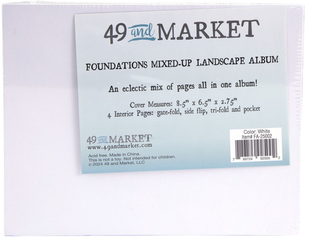 OakridgeStores.com | 49 & Market - Foundations Mixed Up Album - Landscape, White - Blank Scrapbook Album - FA-25002 786724925002