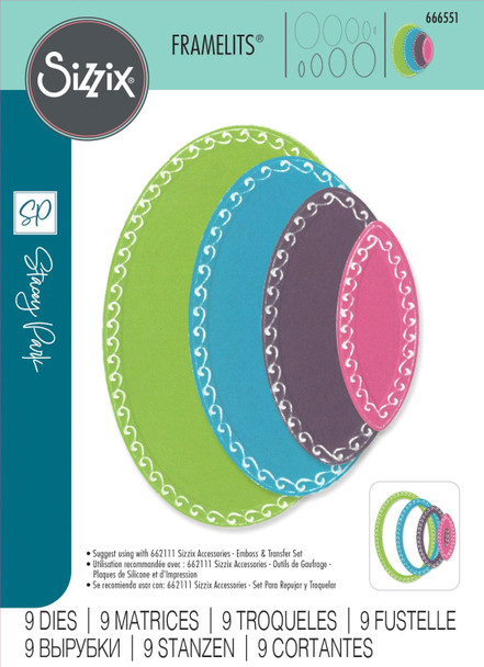 OakridgeStores.com | Sizzix - Clare Classic Ovals - Fanciful Framelits Die Set by Stacey Park, 9 pcs - 666551 630454288244