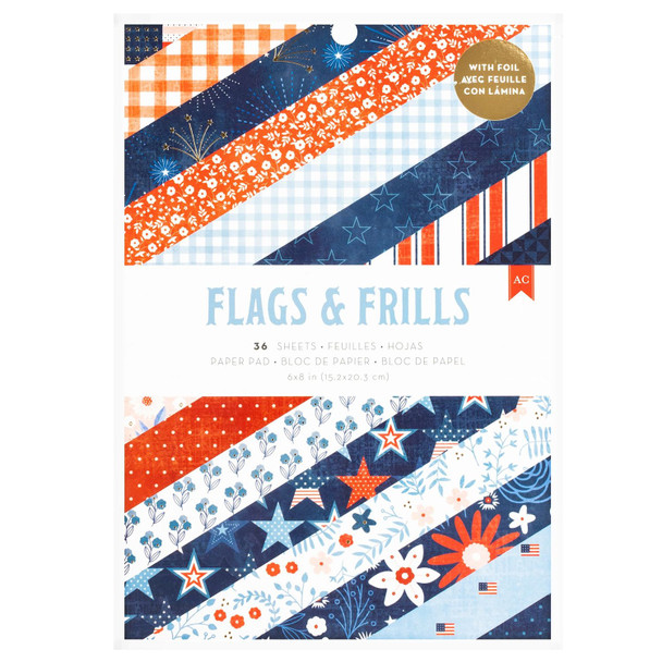 OakridgeStores.com | American Crafts - Gold Foil, Flags and Frills - Single-Sided Paper Pad 6 x 8 - 34030312 765468074924