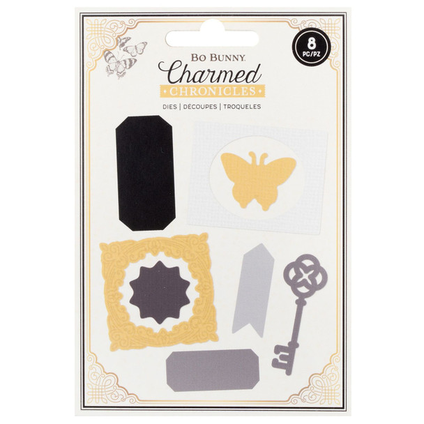 OakridgeStores.com | BoBunny - Charmed Chronicles - Metal Die Set, 8 Pieces (Butterflies, Keys & Frames) - 34025991 765468077239