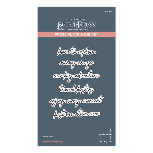 OakridgeStores.com | Spellbinders - Wander Sentiments - BetterPress Press Plate & Die Set - Storytelling Collection - BP-189 810146545286