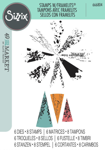 OakridgeStores.com | Sizzix - Build-A-Burst Artsy Lace Mix - A5 Clear Stamps w/Framelits Dies by 49 and Market - 666804 630454290988