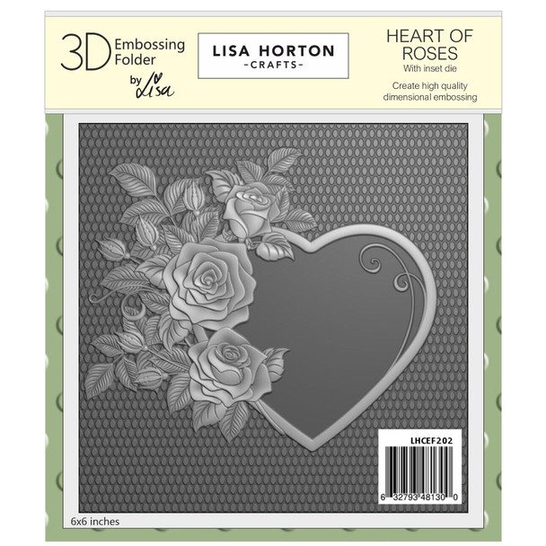 OakridgeStores.com | Lisa Horton Crafts - Heart Of Roses - Lisa Horton Crafts Embossing Folder 6"X6" - 3D Embossing Folder with Inset Die - LHCEF202 632793481300