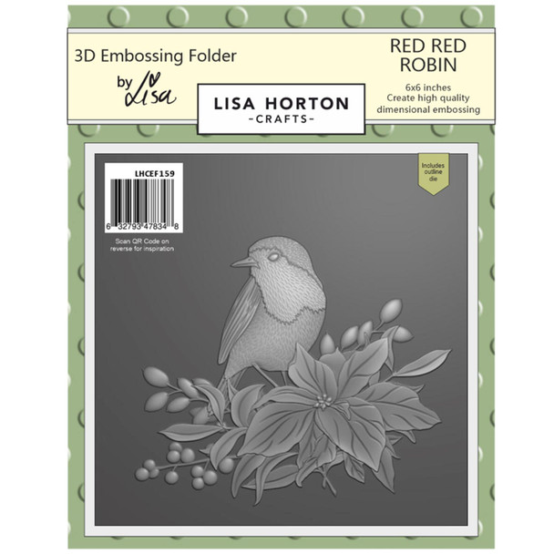 OakridgeStores.com | Lisa Horton Crafts - Red Red Robin - Lisa Horton Crafts Embossing Folder And Die - 6 x 6 inches - LHCEF159 632793478348