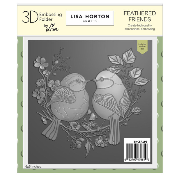 OakridgeStores.com | Lisa Horton Crafts - Feathered Friends - 3D Embossing Folder & Outline Die 6 x 6 inches - LHCEF195 632793479819