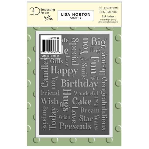 OakridgeStores.com | Lisa Horton Crafts - Celebration Sentiments - Embossing Folder 5 x 7 inches - LHCEF187 632793479734