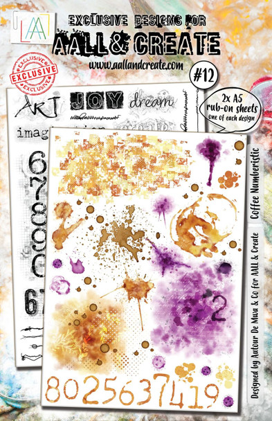 OakridgeStores.com | Aall and Create - Coffee Numberistic - A5 Rub-On Transfers - AALL-RO-012