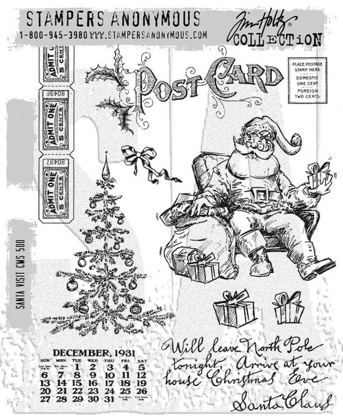 OakridgeStores.com | Tim Holtz - Stampers Anon - Santa Visit - Cling Stamps Set, 7 x 8.5 inches - CMS500