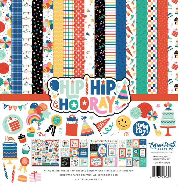 OakridgeStores.com | Echo Park Paper - Hip Hip Hooray - Paper Collection Kit 12 x 12 - HHH409016 732388433421