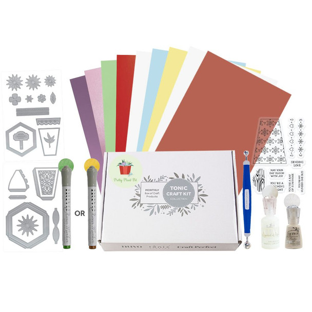 OakridgeStores.com | Tonic Studios - November 2024 - Tonic Craft Kit - Issue 85 - Pretty Petal Pot - Paper Craft Kit - TCK85 841079175851