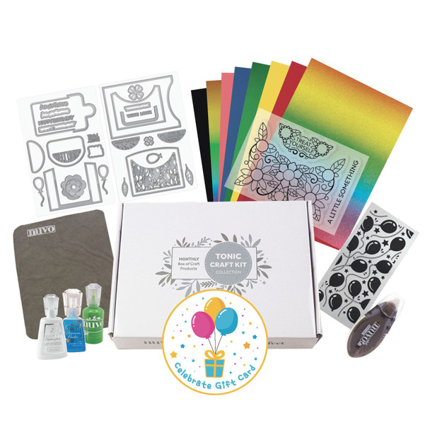 OakridgeStores.com | Tonic Studios - April 2025 - Tonic Craft Kit - Issue 90 - Celebrate Gift Card - Gift Card Holder Paper Craft Kit - TCK90 841079175905