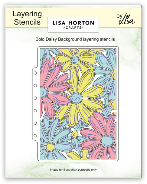 OakridgeStores.com | Lisa Horton Crafts - Bold Daisy Background - Layering Stencils 5 x 7 inches - LHCAS214 780627349910