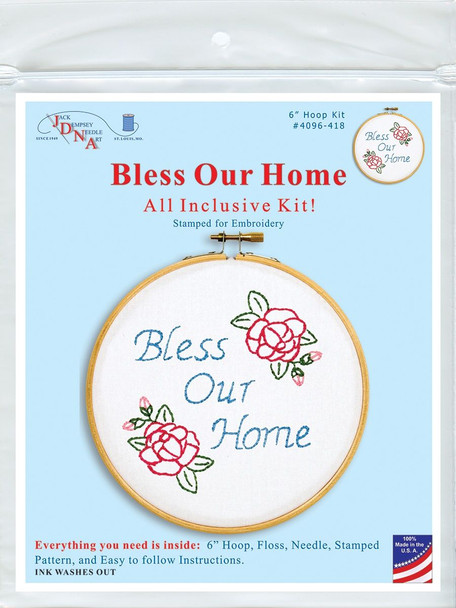 OakridgeStores.com | Jack Dempsey - Bless Our Home - American Flag - Stamped Hoop Kit 6 inches - 4096-418 013155194180