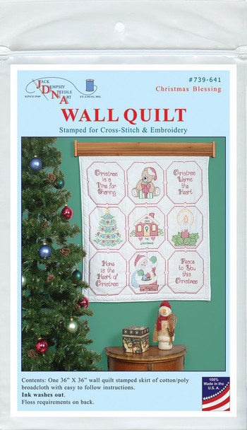 OakridgeStores.com | Jack Dempsey - Christmas Blessing - Stamped Wall/Lap Quilt Top 36 x 36 inches - 739-641 013155706413