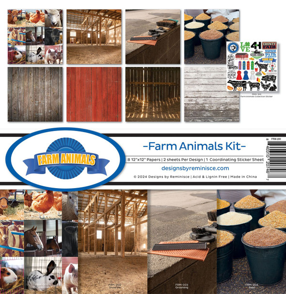 OakridgeStores.com | Reminisce - Farm Animal - Collection Kit 12 x 12 inches - Scrapbooking Paper & Stickers - FRM-200 840310207467
