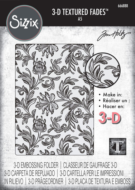 OakridgeStores.com | Tim Holtz - Sizzix - Botanical - 3D Texture Fades Embossing Folder A5 - 666888 630454292005