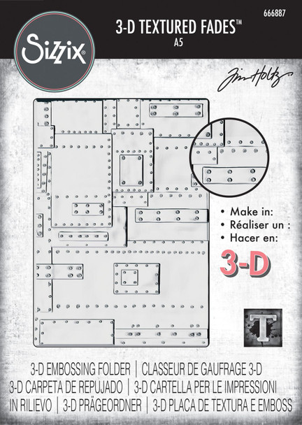 OakridgeStores.com | Tim Holtz - Sizzix - Foundry - 3D Texture Fades Embossing Folder A5 - 666887 630454291992