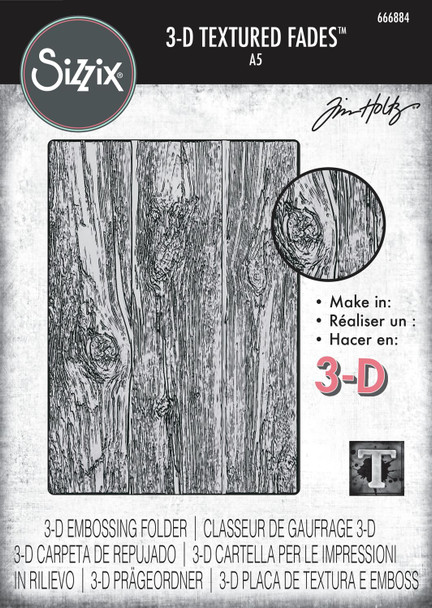 OakridgeStores.com | Tim Holtz - Sizzix - Lumber - 3D Texture Fades Embossing Folder A5 - 666884 630454291961