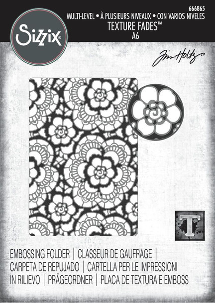 OakridgeStores.com | Tim Holtz - Sizzix - Vault Lace - Multi-Level Textured Impressions Embossing Folder - 666865 630454291459