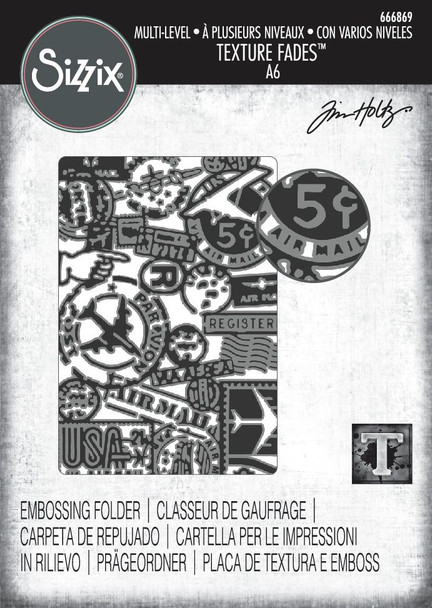 OakridgeStores.com | Tim Holtz - Sizzix - Vault Airmail - Multi-Level Textured Impressions Embossing Folder - 666869 630454291497