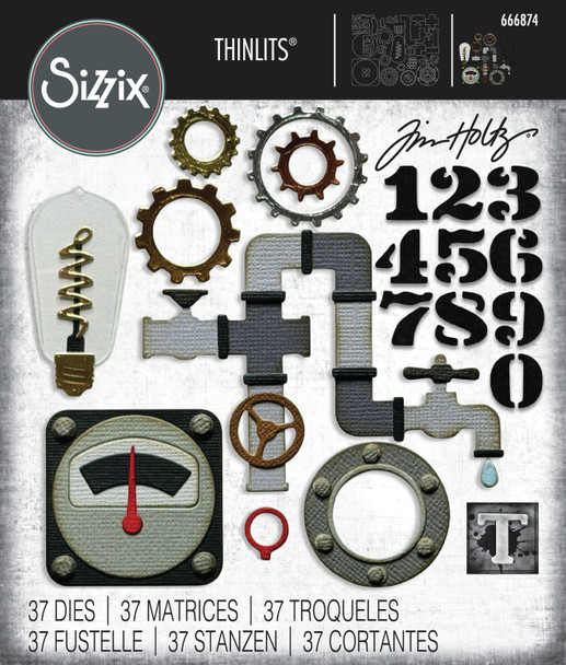 OakridgeStores.com | Tim Holtz - Sizzix - Vault Industrial - Thinlits Die Set - 37 Dies - 666874 630454291923